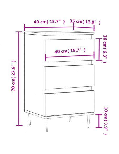 Credenza Grigio Cemento 40x35x70 cm in Legno Multistrato