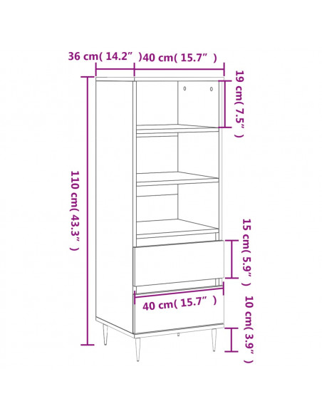 Credenza Grigio Cemento 40x36x110 cm in Legno Multistrato