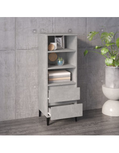 Credenza Grigio Cemento 40x36x110 cm in Legno Multistrato