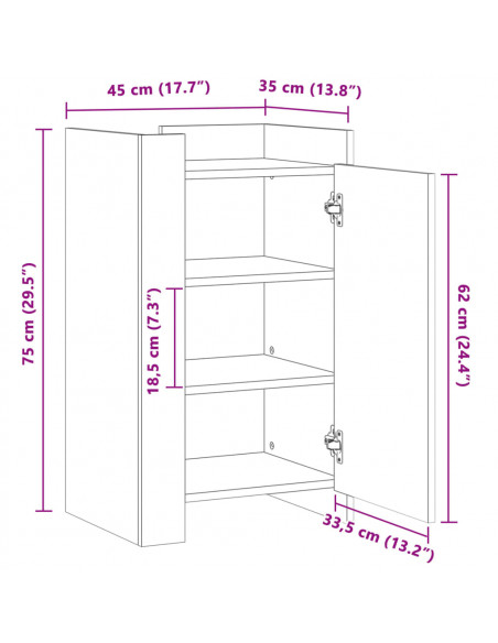Credenza Grigio Cemento 45x35x75 cm in Legno Multistrato