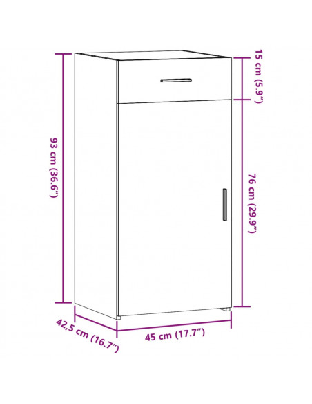 Credenza Grigio Cemento 45x42,5x93 cm in Legno Multistrato