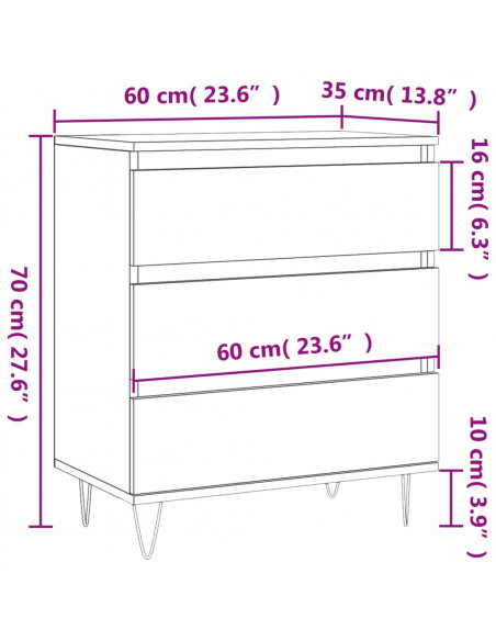 Credenza Grigio Cemento 60x35x70 cm in Legno Multistrato