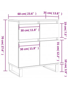 Credenza Grigio Cemento 60x35x70 cm in Legno Multistrato