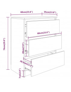 Credenza Grigio Cemento 60x35x76 cm in Legno Multistrato