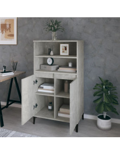 Credenza Grigio Cemento 60x36x110 cm in Legno Multistrato