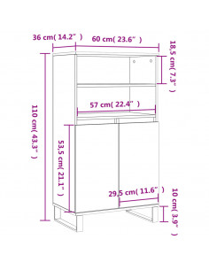 Credenza Grigio Cemento 60x36x110 cm in Legno Multistrato