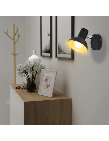 Applique 2 pz per 2 Lampadine E27 Nero e Oro