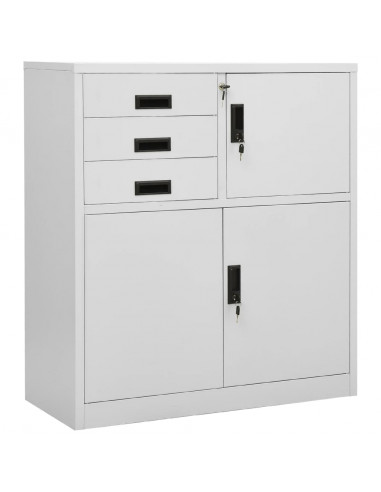 Armadio per Ufficio Grigio Chiaro 90x40x102 cm in Acciaio