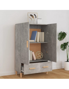 Credenza Grigio Cemento 70x31x115 cm in Legno Multistrato
