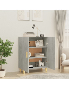 Credenza Grigio Cemento 70x34x90 cm in Legno Multistrato