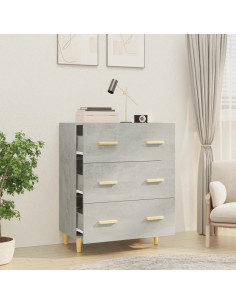Credenza Grigio Cemento 70x34x90 cm in Legno Multistrato