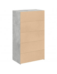 Credenza Grigio Cemento 70x41x124 cm in Legno Multistrato