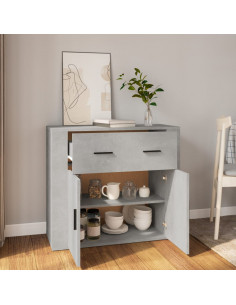 Credenza Grigio Cemento 80x33x70 cm in Legno Multistrato