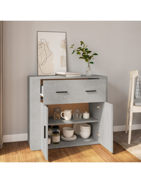 Credenza Grigio Cemento 80x33x70 cm in Legno Multistrato
