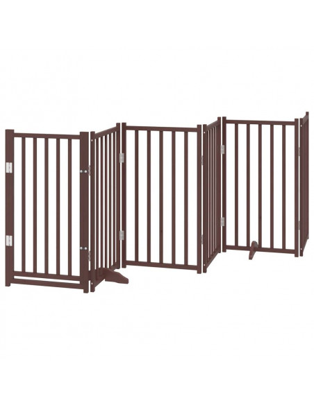 Cancello Cani Porta Pieghevole Marrone 9 Pannelli 450cm Pioppo