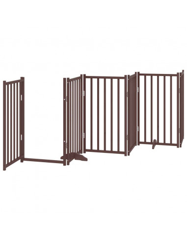 Cancello Cani Porta Pieghevole Marrone 9 Pannelli 450cm Pioppo