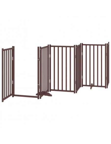 Cancello Cani Porta Pieghevole Marrone 9 Pannelli 450cm Pioppo