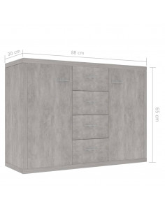 Credenza Grigio Cemento 88x30x65 cm in Legno Multistrato