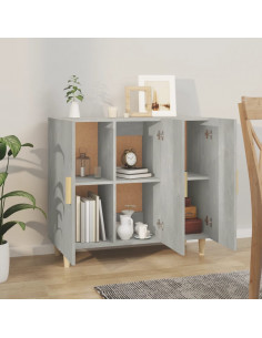 Credenza Grigio Cemento 90x34x80 cm in Legno Multistrato