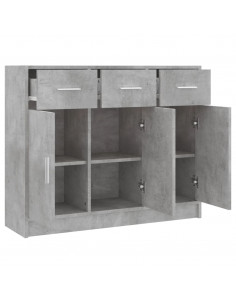 Credenza Grigio Cemento 91x28x75 cm in Legno Multistrato