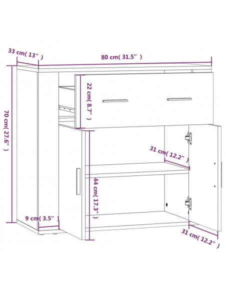 Credenza Grigio Cemento in Legno Multistrato
