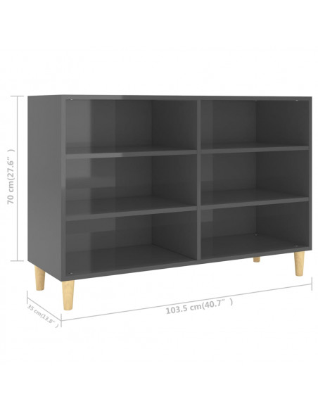 Credenza Grigio Lucido 103,5x35x70 cm in Legno Multistrato