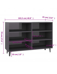 Credenza Grigio Lucido 103,5x35x70 cm in Legno Multistrato