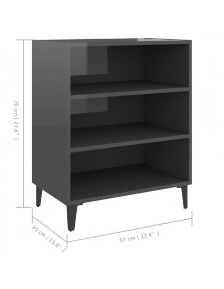 Credenza Grigio Lucido 57x35x70 cm in Legno Multistrato