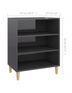 Credenza Grigio Lucido 57x35x70 cm in Legno Multistrato