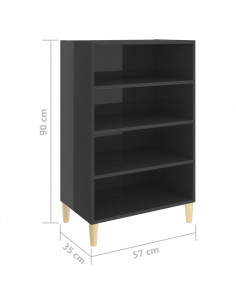 Credenza Grigio Lucido 57x35x90 cm in Legno Multistrato