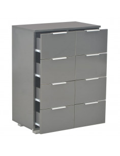 Credenza Grigio Lucido 60x35x80 cm in Legno Multistrato