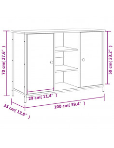 Credenza Grigio Sonoma 100x35x70 cm in Legno Multistrato