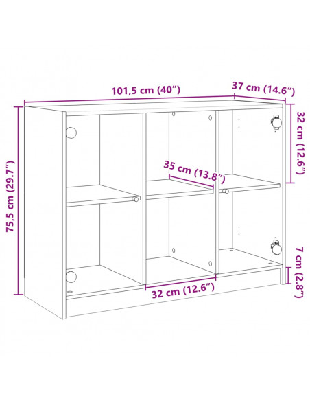 Credenza Grigio Sonoma 102x37x75,5 cm in Legno Multistrato