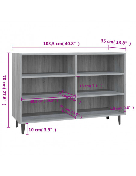 Credenza Grigio Sonoma 103,5x35x70 cm in Truciolato