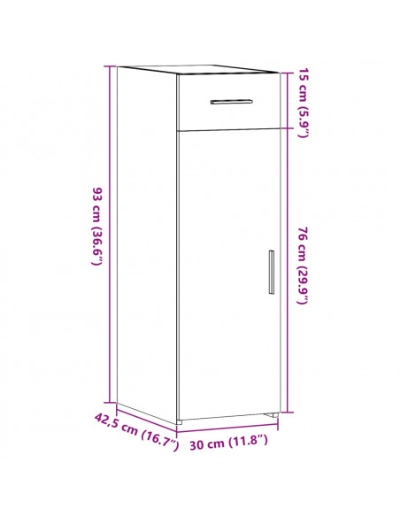 Credenza Grigio Sonoma 30x42,5x93 cm in Legno Multistrato
