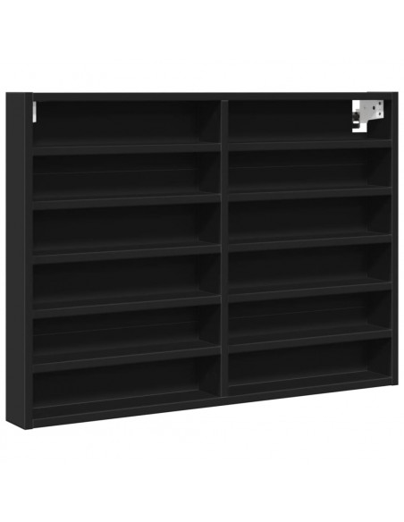 Armadietto con Vetrina Nero 80x8,5x58 cm in Legno Multistrato