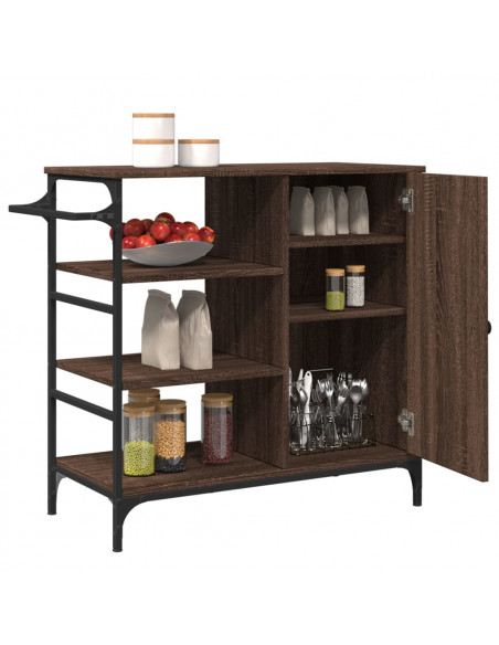Carrello da Cucina Rovere Marrone 87,5x38,5x84,5 cm Multistrato