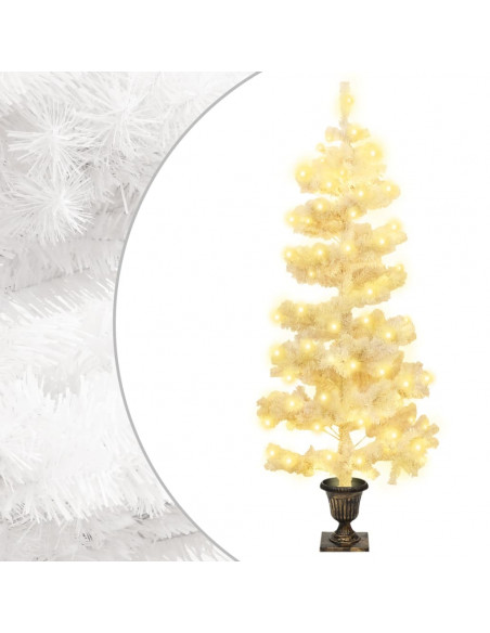 Albero di Natale Preilluminato con Vaso Bianco 120 cm in PVC