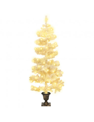 Albero di Natale Preilluminato con Vaso Bianco 120 cm in PVC