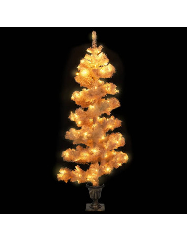 Albero di Natale Preilluminato con Vaso Bianco 120 cm in PVC