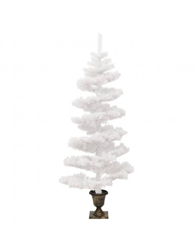Albero di Natale Preilluminato con Vaso Bianco 120 cm in PVC