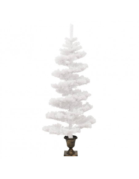 Albero di Natale Preilluminato con Vaso Bianco 120 cm in PVC