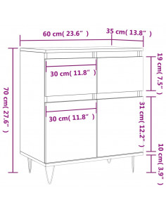 Credenza Grigio Sonoma 60x35x70 cm in Legno Multistrato