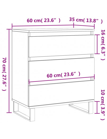 Credenza Grigio Sonoma 60x35x70 cm in Legno Multistrato