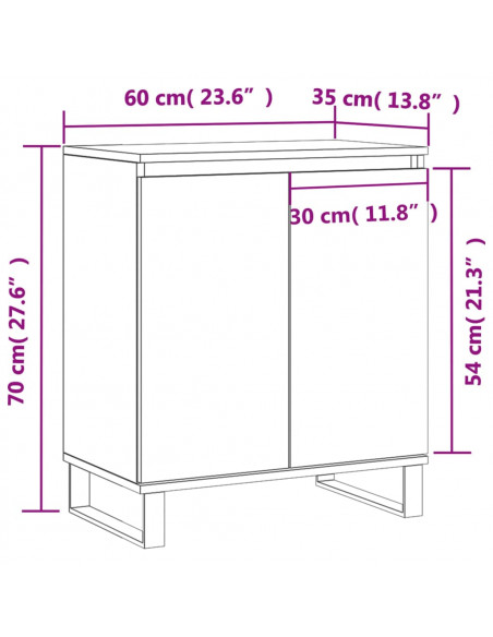 Credenza Grigio Sonoma 60x35x70 cm in Legno Multistrato