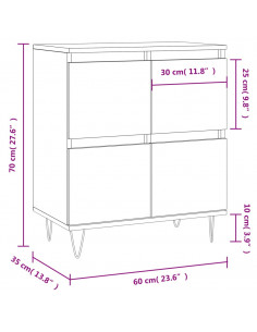 Credenza Grigio Sonoma 60x35x70 cm in Legno Multistrato