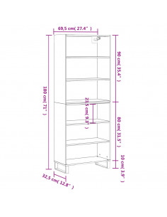 Credenza Grigio Sonoma 69,5x32,5x180 cm Legno Multistrato