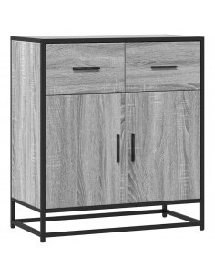 Credenza Grigio Sonoma 68x35x76 cm in Truciolato e Metallo 2