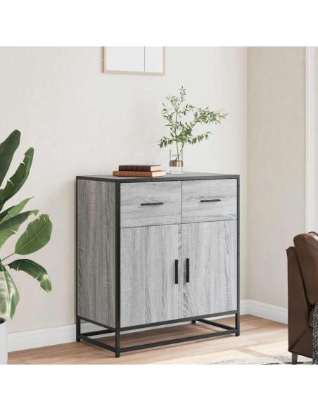 Credenza Grigio Sonoma 68x35x76 cm in Truciolato e Metallo