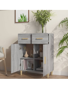 Credenza Grigio Sonoma 69,5x34x89 cm in Legno Multistrato